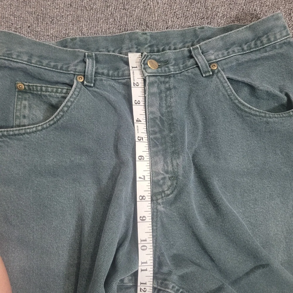 L.L. Bean 34x30 Straight Leg Jeans Mens Teal Green Vintage 90s Made in USA Denim